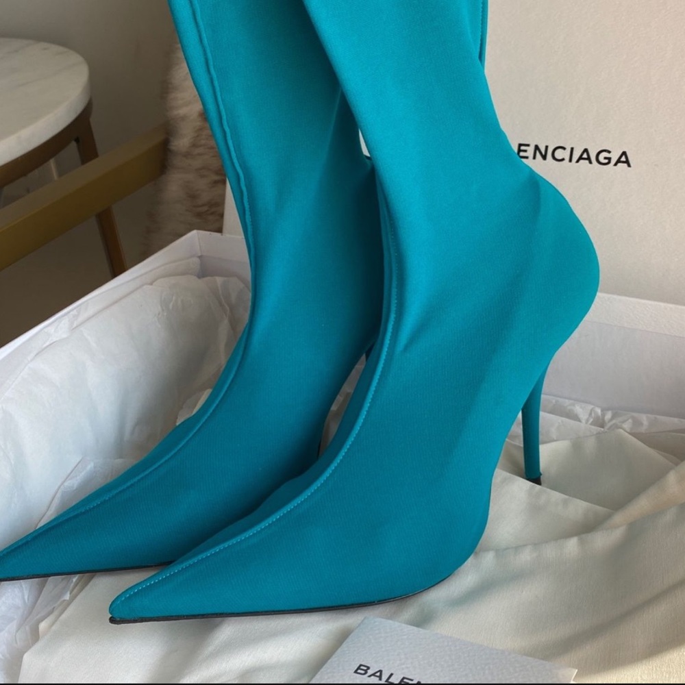 BALENCIAGA Knit Knife Boots 37, Blue
